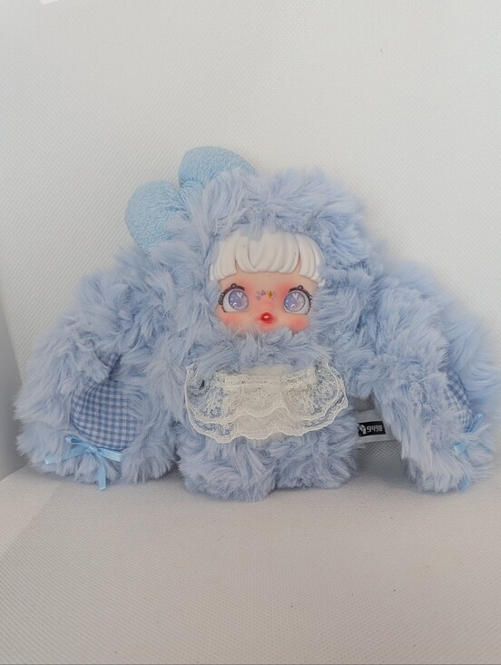 Other - Plush Blue Bunny Doll with Lace Bib - Kids Toys
